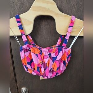 Anthropologie Abel The Label Floral Multicolor Sleeveless Crop Tank Top M NWT